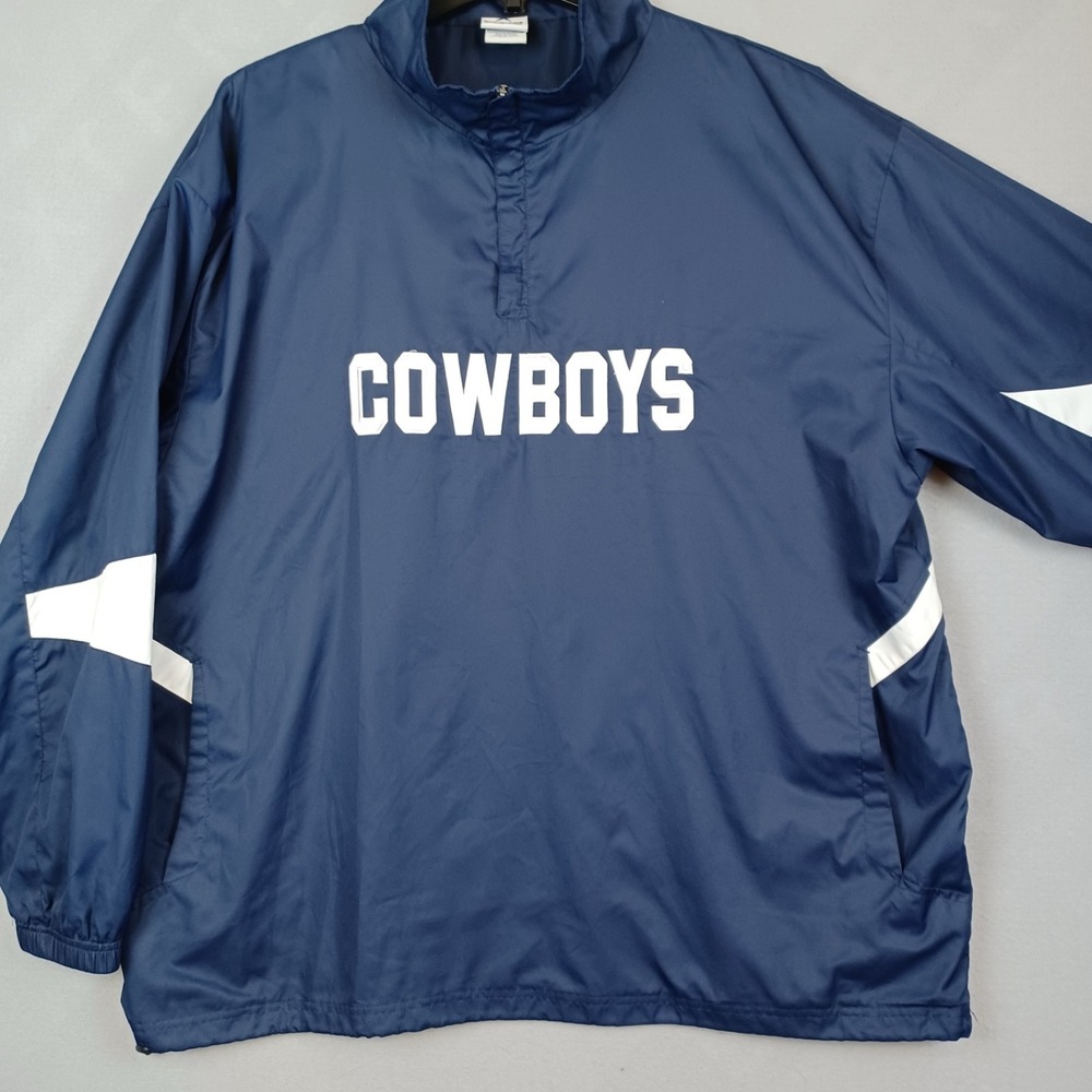 Dallas Cowboys Authentic NFL Apparel Windbreaker Mens XL 1/4 Zip NFL Navy EUC